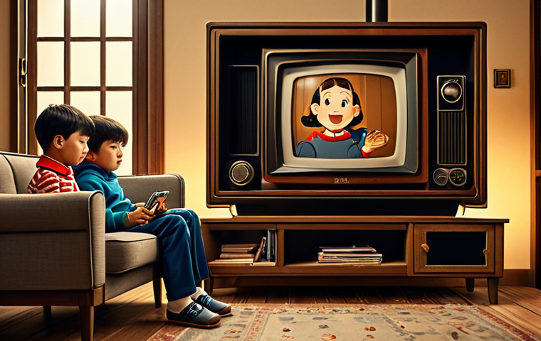 **
"A nostalgic scene of children watching 'Toltori' (똘똘이) a vintage cartoon on an old television set in a cozy living room, fully clothed, appropriate attire, safe for work, family-friendly, perfect anatomy, correct proportions, natural pose, warm lighting, happy atmosphere."
**