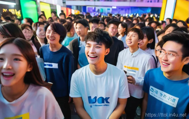똘똘이 팬미팅 후기 - **Image Prompt 1: The Buzz of Anticipation**
A vibrant, wide-angle shot of a crowded indoor even...